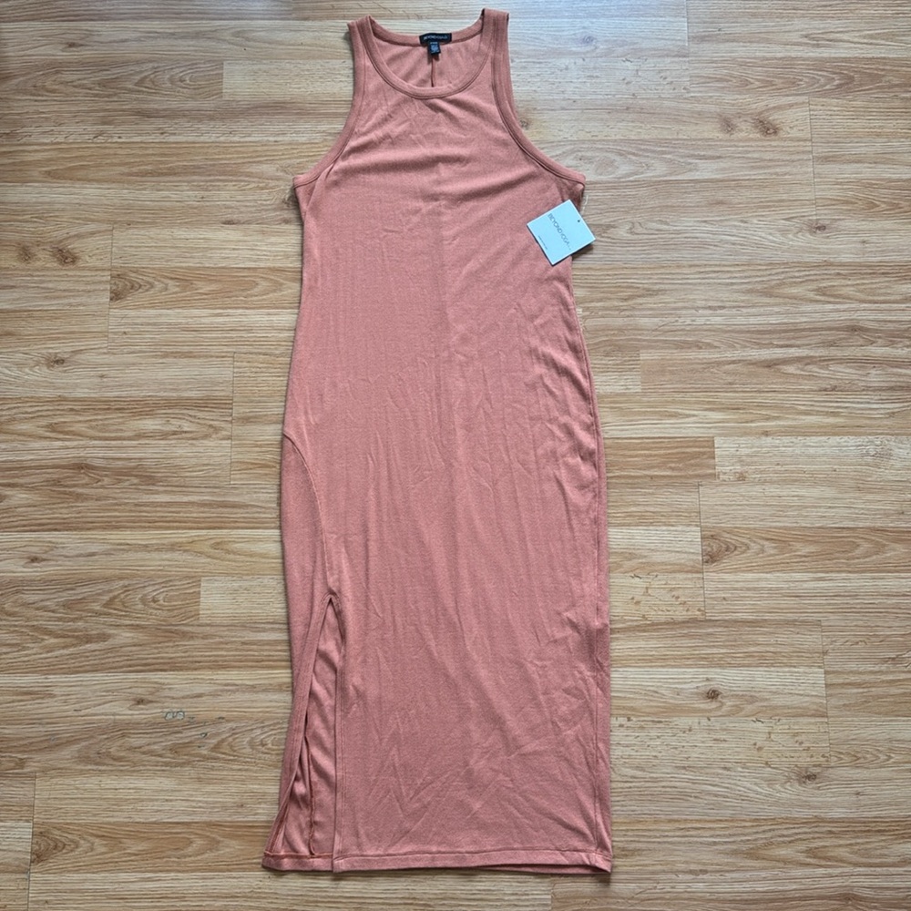 Beyond Yoga Sleeveless Midi Dress in Terracotta Peach - Picture 2 of 11